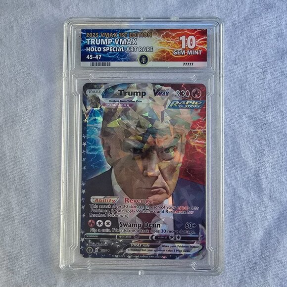 Trump Mugshot Pokemon Card With Custom Slab - Picture 7 of 9